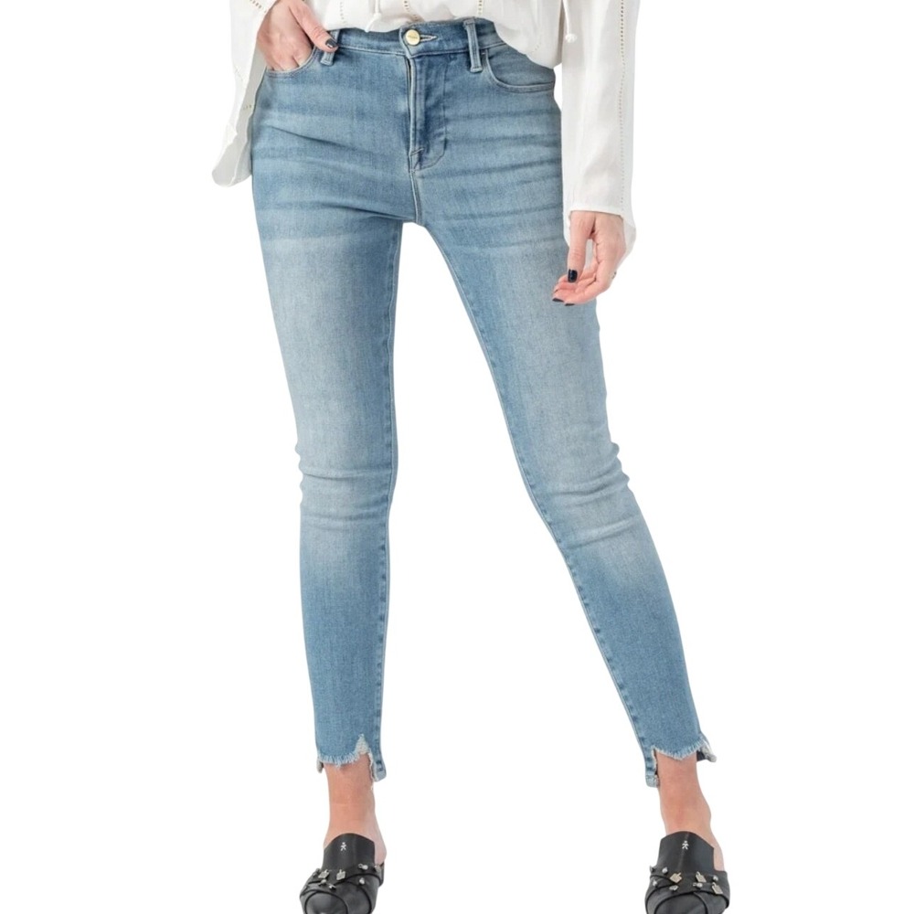 Womens 25 Light Blue NWT Step Fray Hem Edgy